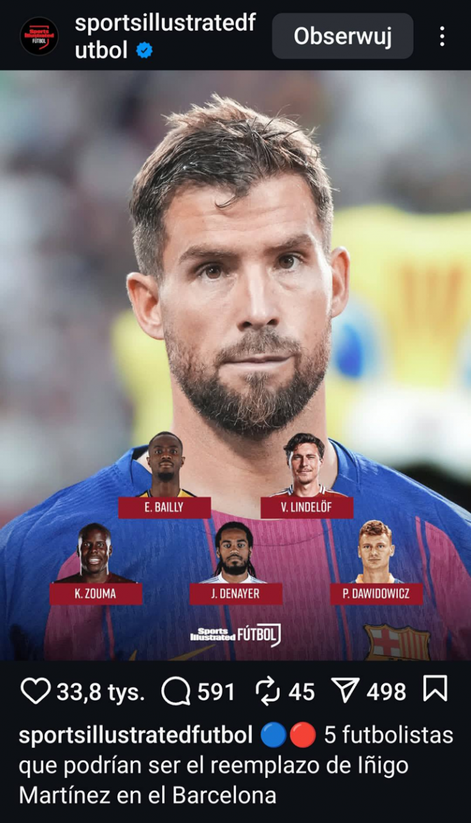 HIT! Profil Sports Illustrated proponuje TEGO POLAKA jako następcę Inigo Martineza w Barcelonie xD